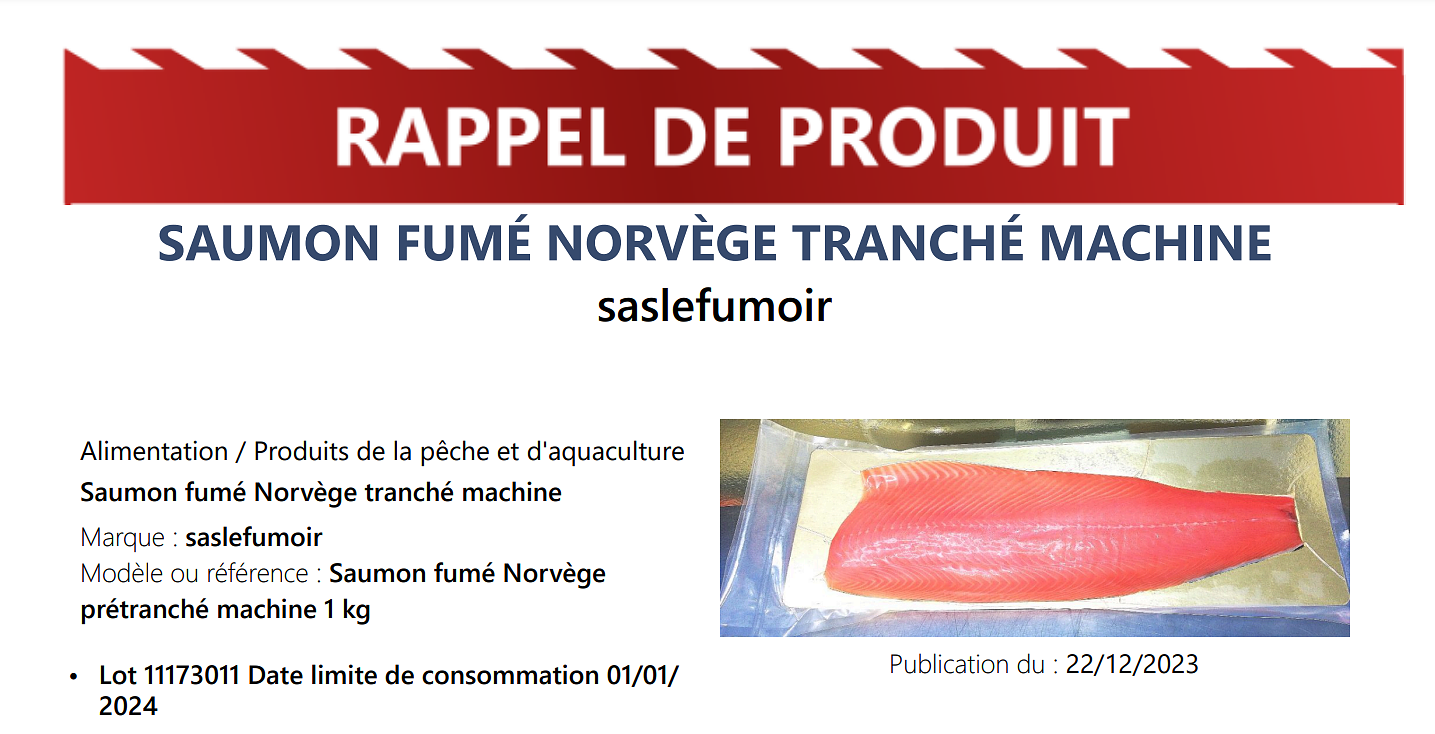 Smoked salmon recalled throughout France for risk of listeria contamination