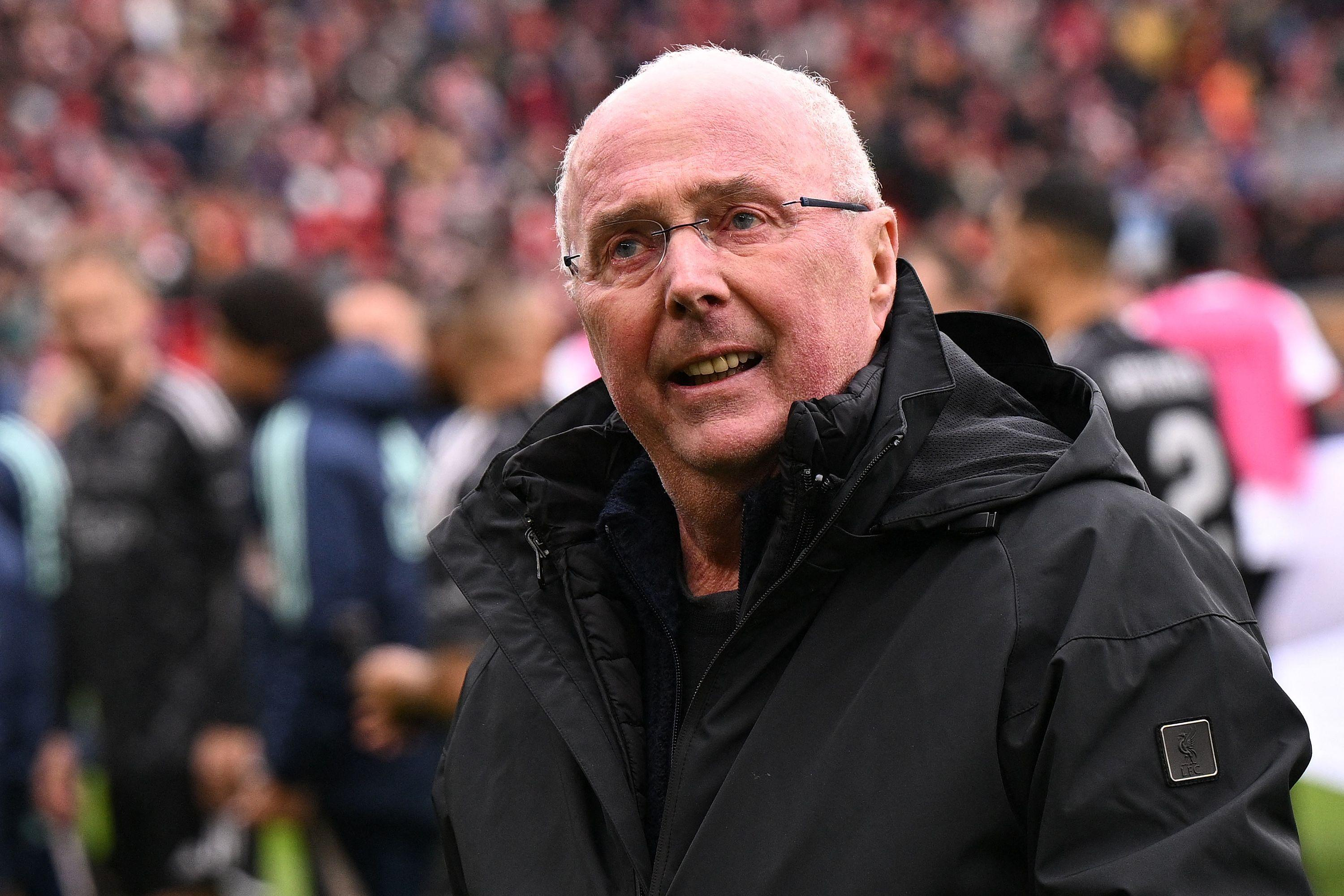 Football: suffering from cancer, former England coach Eriksson coached Liverpool at Anfield for a match
