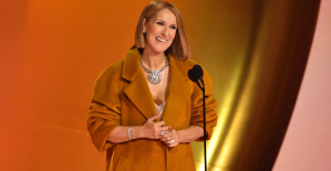 Celine Dion receives a standing ovation during her surprise appearance at the Grammy Awards
