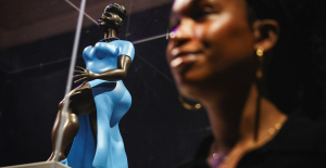 The Lady in Blue”, statue of a...